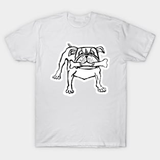 Bulldog dog with bone in mouth T-Shirt